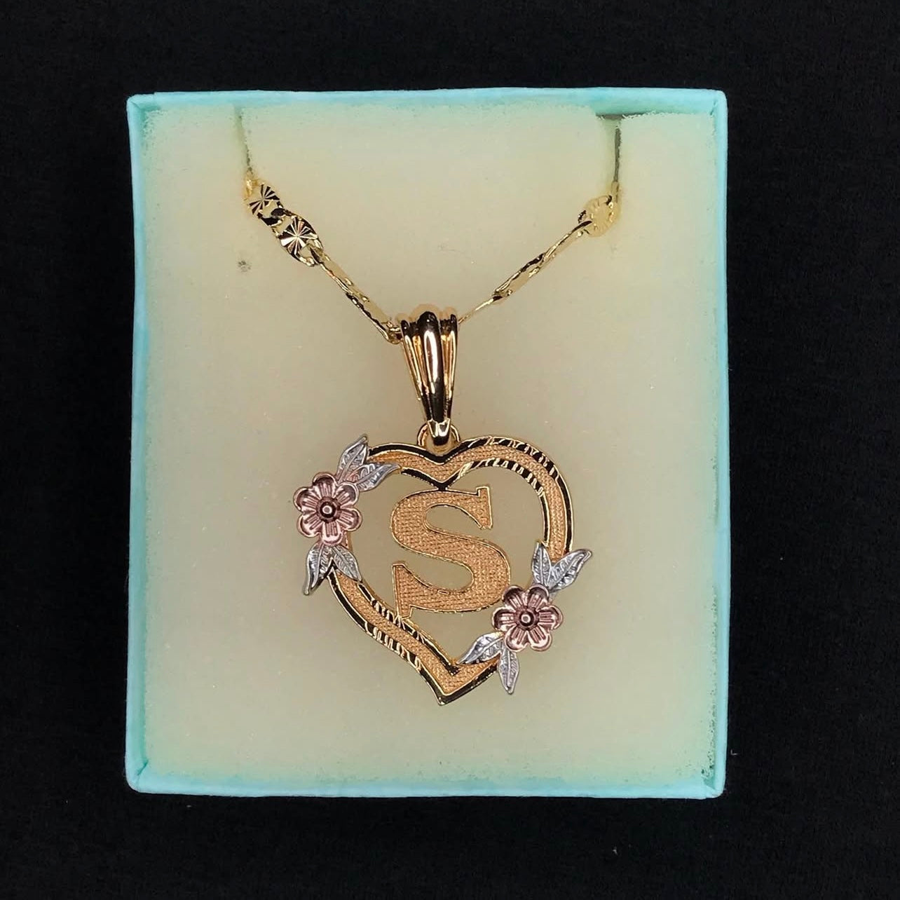 Initial “S” heart necklace