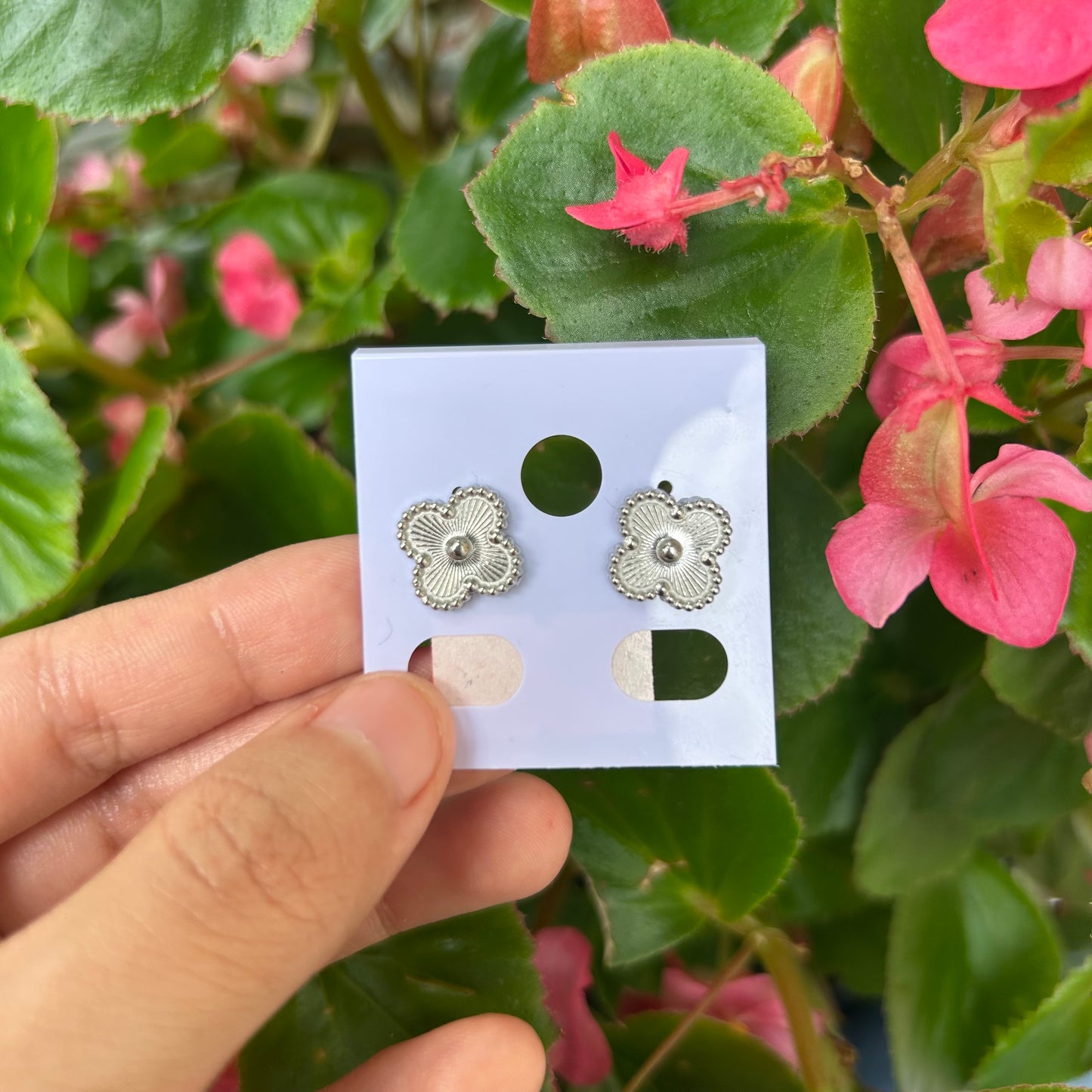 silver color earrings