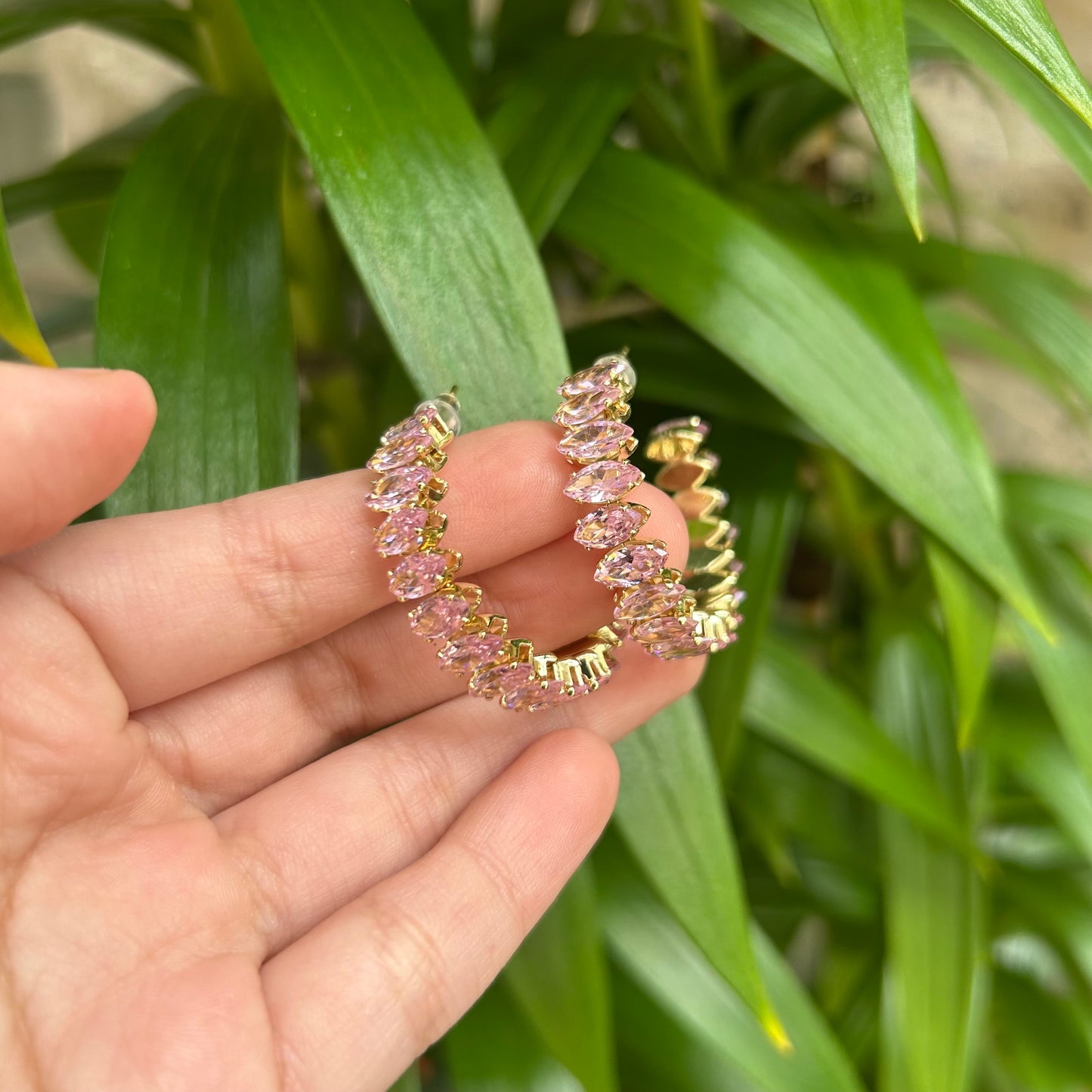 pink hoop earrings