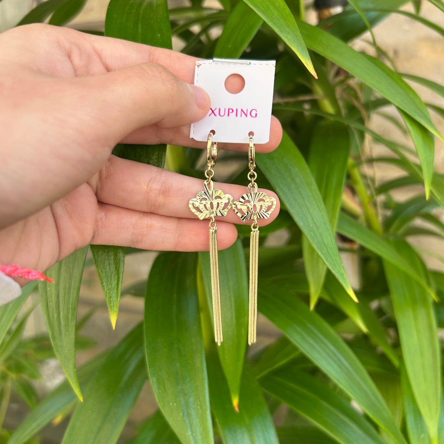 crown long earrings