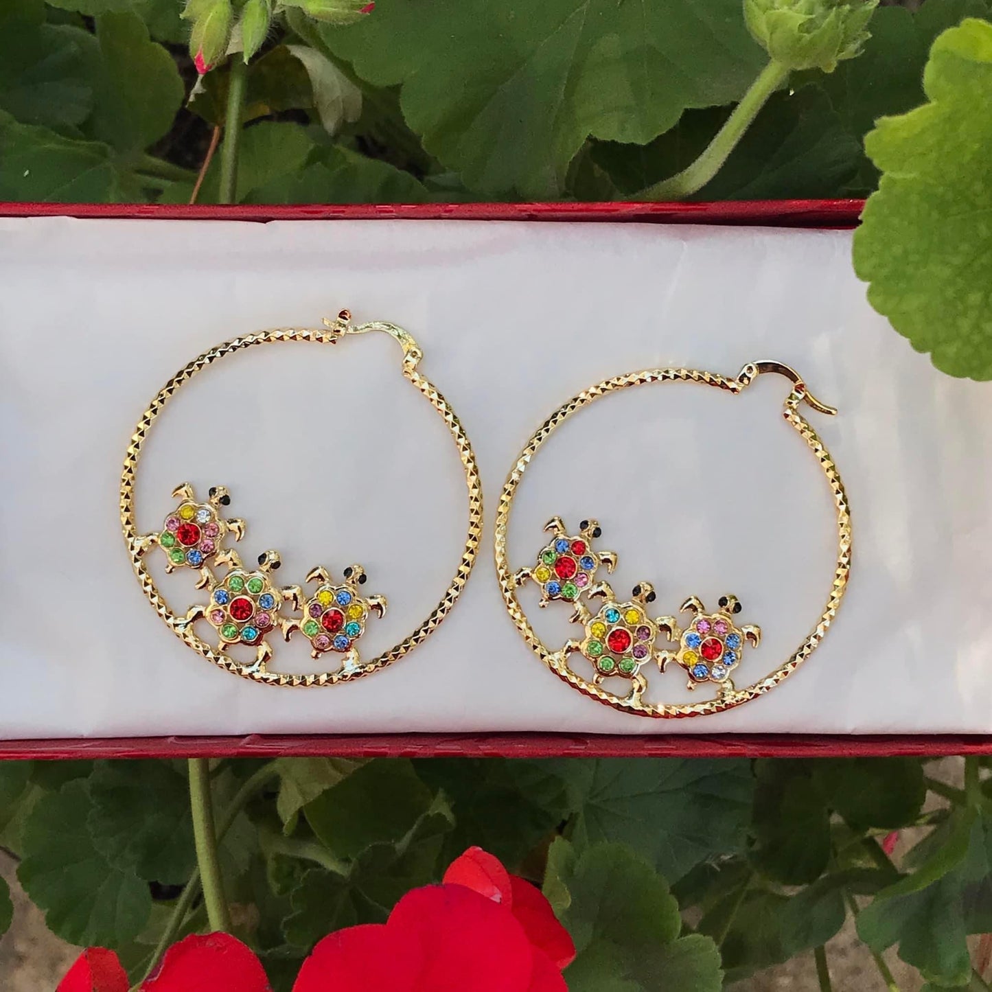 Turtle hoop earrings
