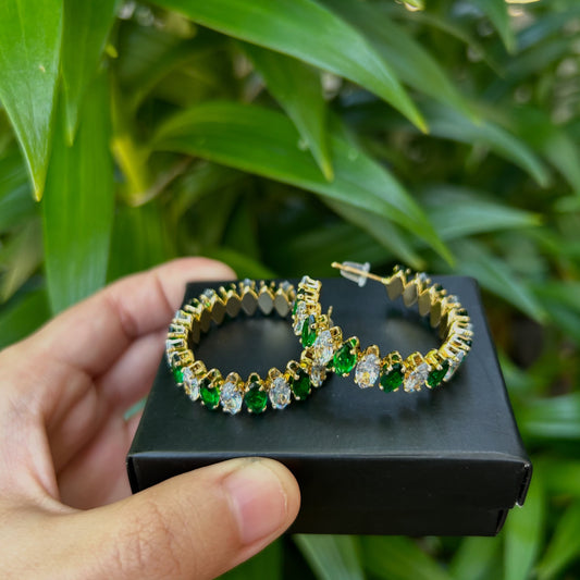 green hoop earrings