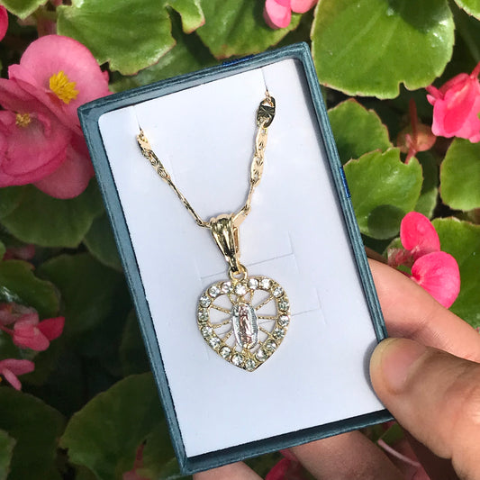Virgencita heart necklace