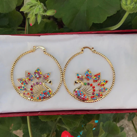 Swan hoop earrings