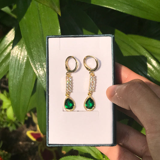 green pearl earrings