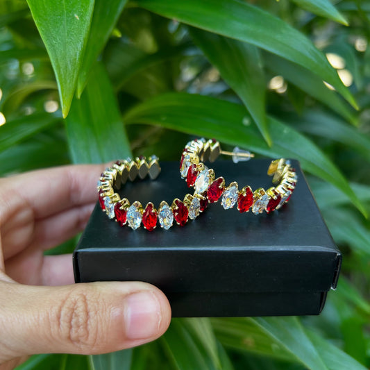 Red hoop earrings