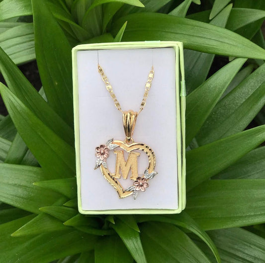 Initial “M” heart necklace
