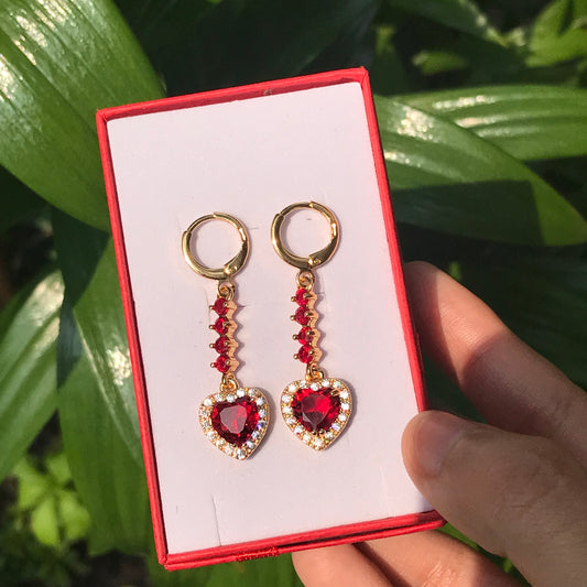 red heart earrings