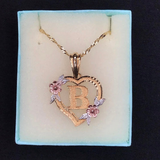 Initial “B” heart necklace