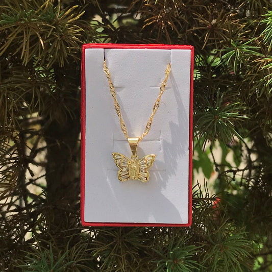 Virgencita butterfly necklace