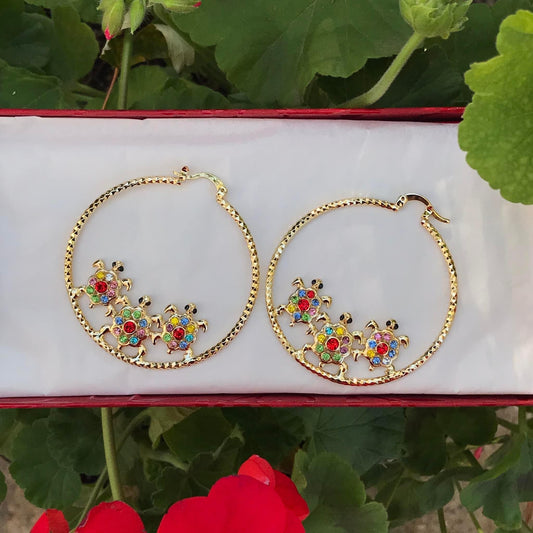 Turtle hoop earrings