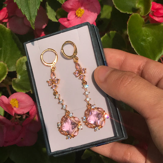 Pink long earrings