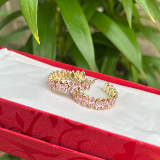 pink hoop earrings